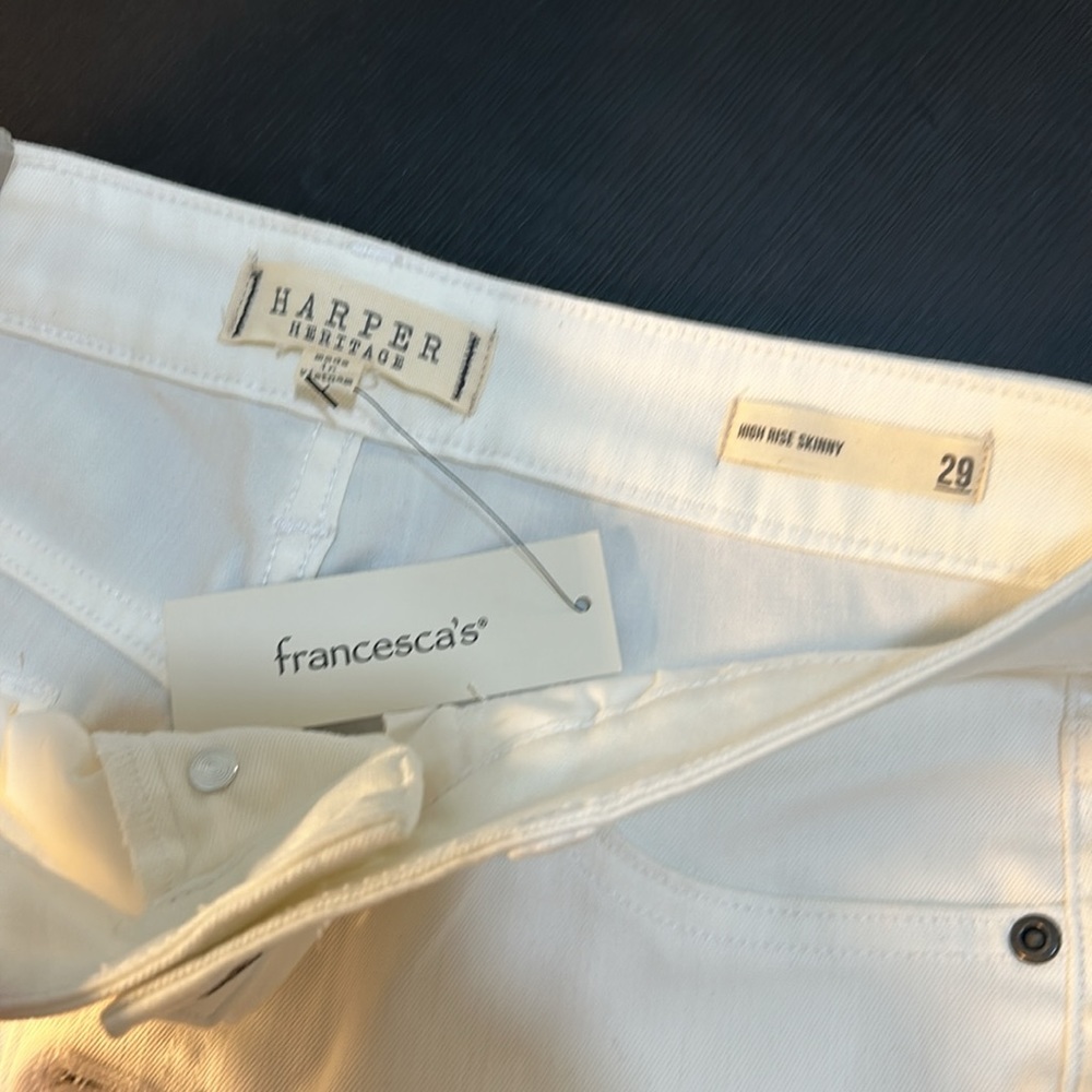 HARPER HERITAGE WOMENS HIGH RISE SKINNY PANTS WHITE NEW SIZE 29 - Picture 7 of 12